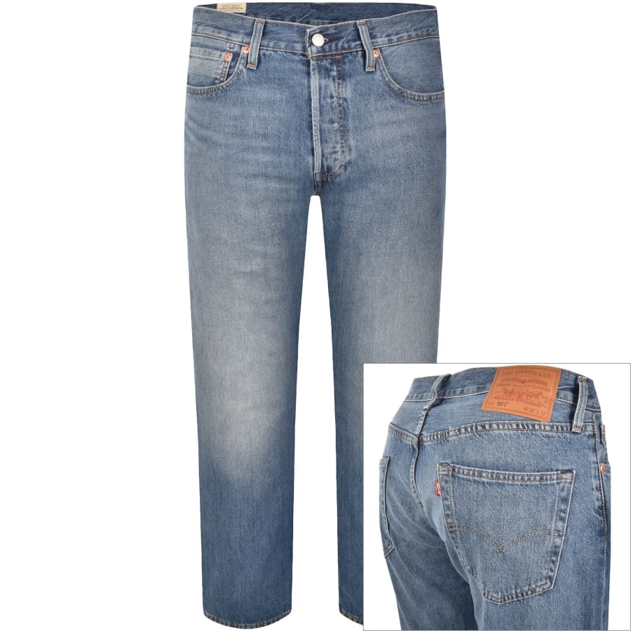 Image number 1 for Levis 501 Original Jeans Light Wash Blue