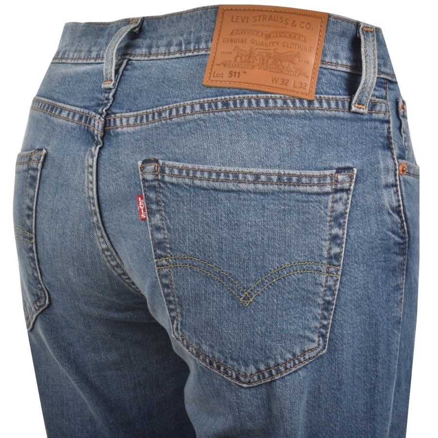 Image number 4 for Levis 511 Slim Fit Stretch Jeans Blue