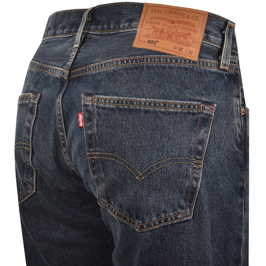 Image number 4 for Levis 501 Original Jeans Dark Wash Blue