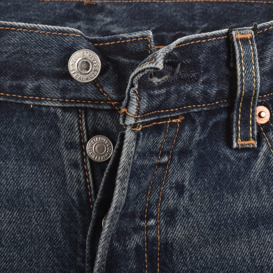 Image number 5 for Levis 501 Original Jeans Dark Wash Blue
