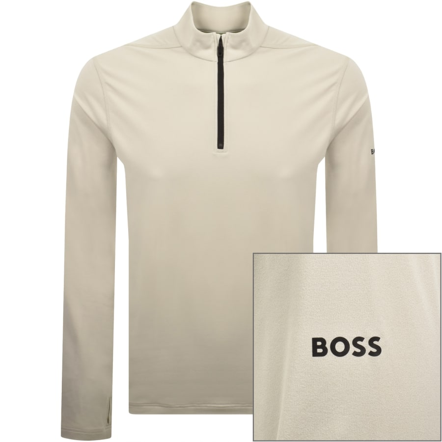 Image number 1 for BOSS Active Zip Sweatshirt Beige
