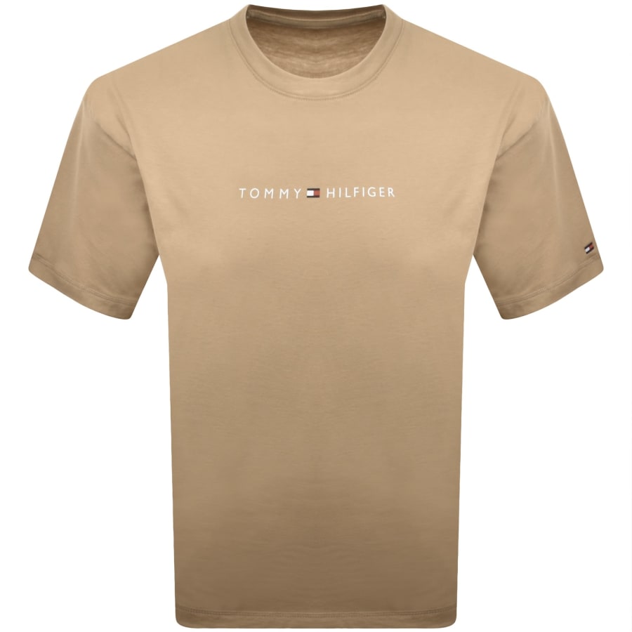 Image number 1 for Tommy Hilfiger Logo T Shirt Beige
