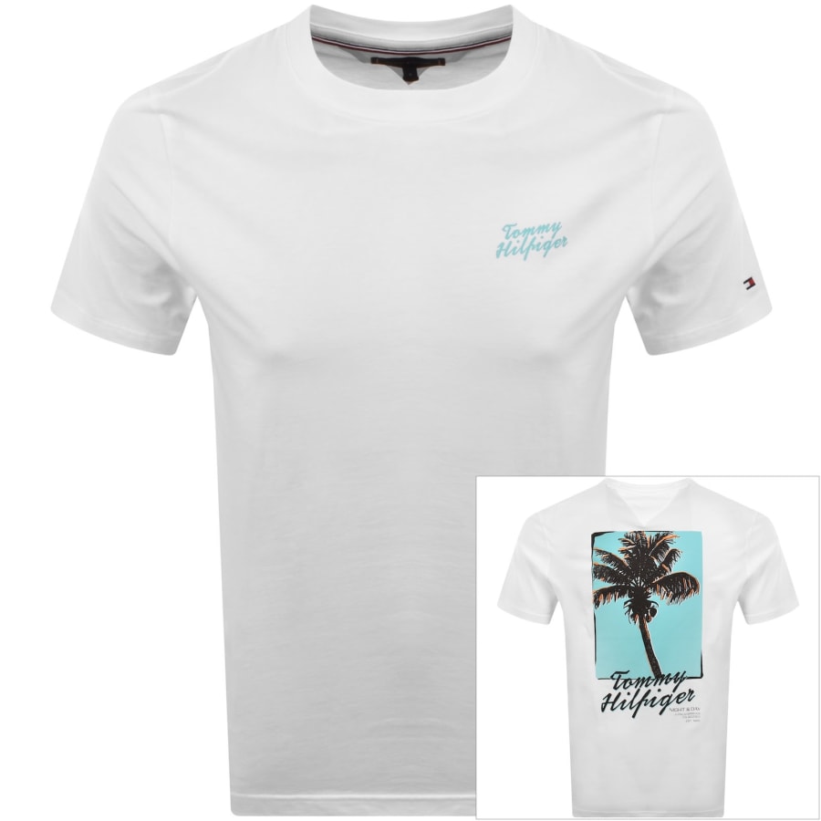 Image number 1 for Tommy Hilfiger Palm Photo Logo T Shirt White