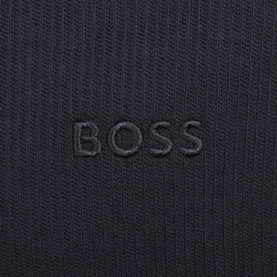 Image number 3 for BOSS Rib Quarter Zip Polo T Shirt Dark Blue