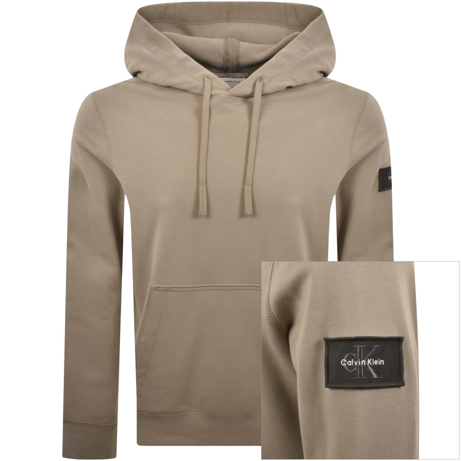 Image number 1 for Calvin Klein Jeans Badge Hoodie Brown