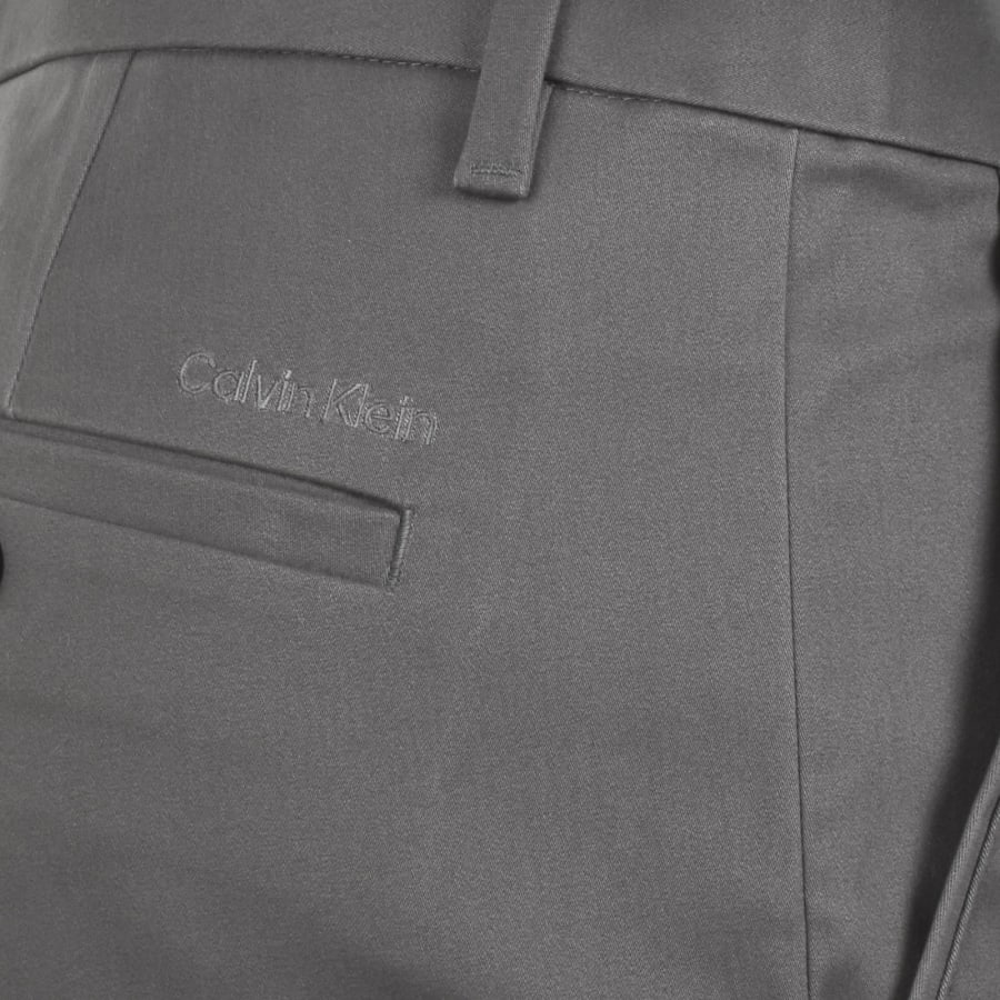 Image number 3 for Calvin Klein Slim Sateen Chino Trousers Grey