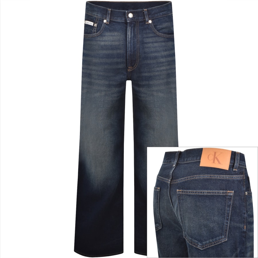Image number 1 for Calvin Klein Jeans Straight Fit Jeans Dark Blue