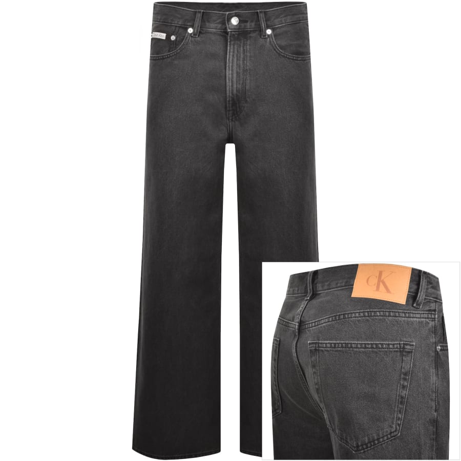 Image number 1 for Calvin Klein Jeans Straight Fit Jeans Black