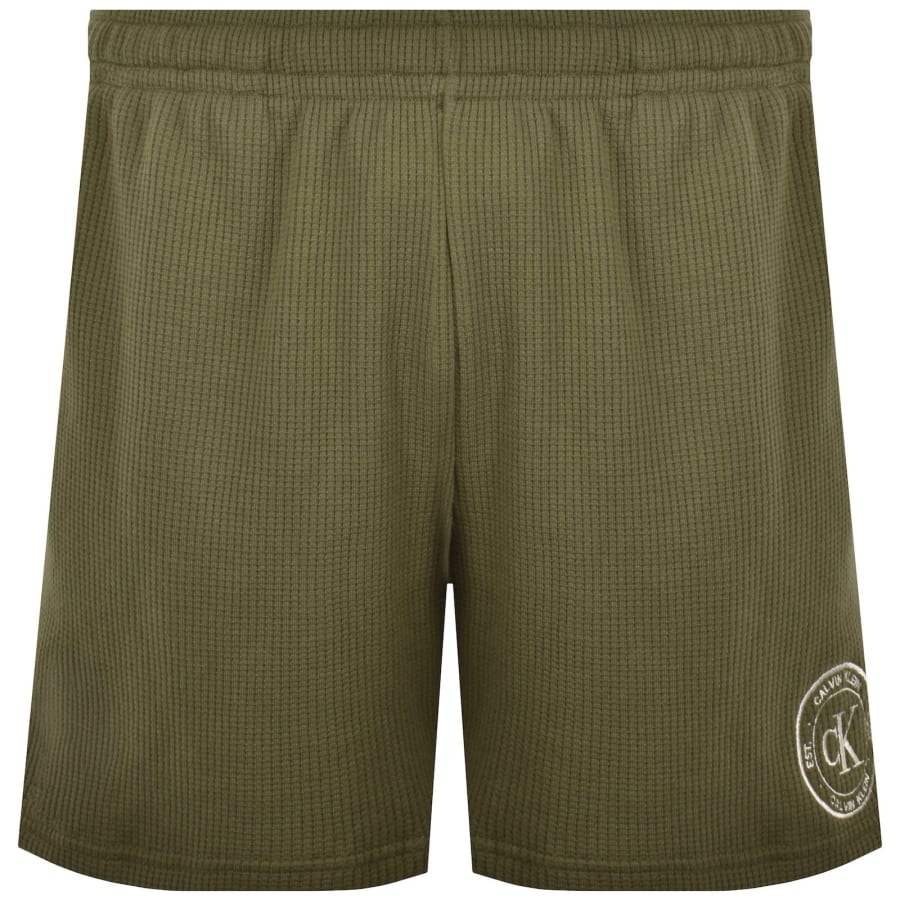 Image number 2 for Calvin Klein Waffle Shorts Olive Night Green