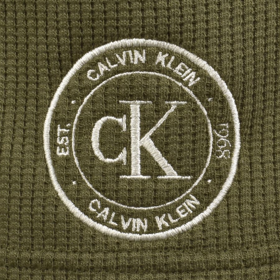 Image number 4 for Calvin Klein Waffle Shorts Olive Night Green