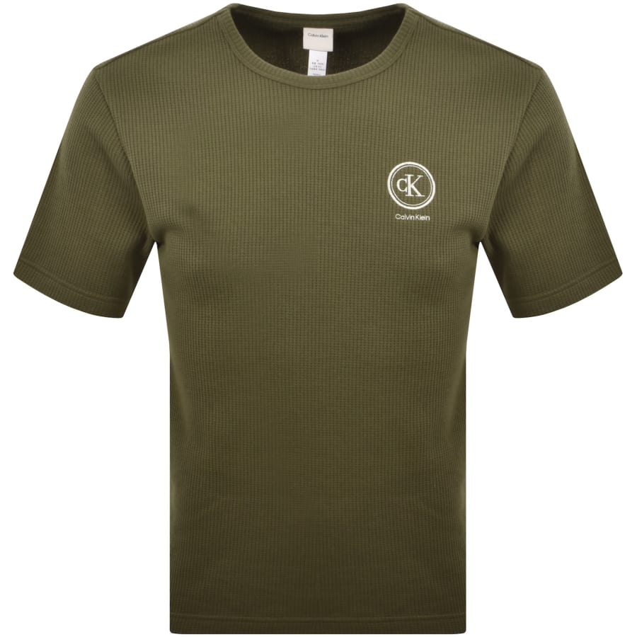 Image number 1 for Calvin Klein Waffle Short Sleeve T Shirt Green