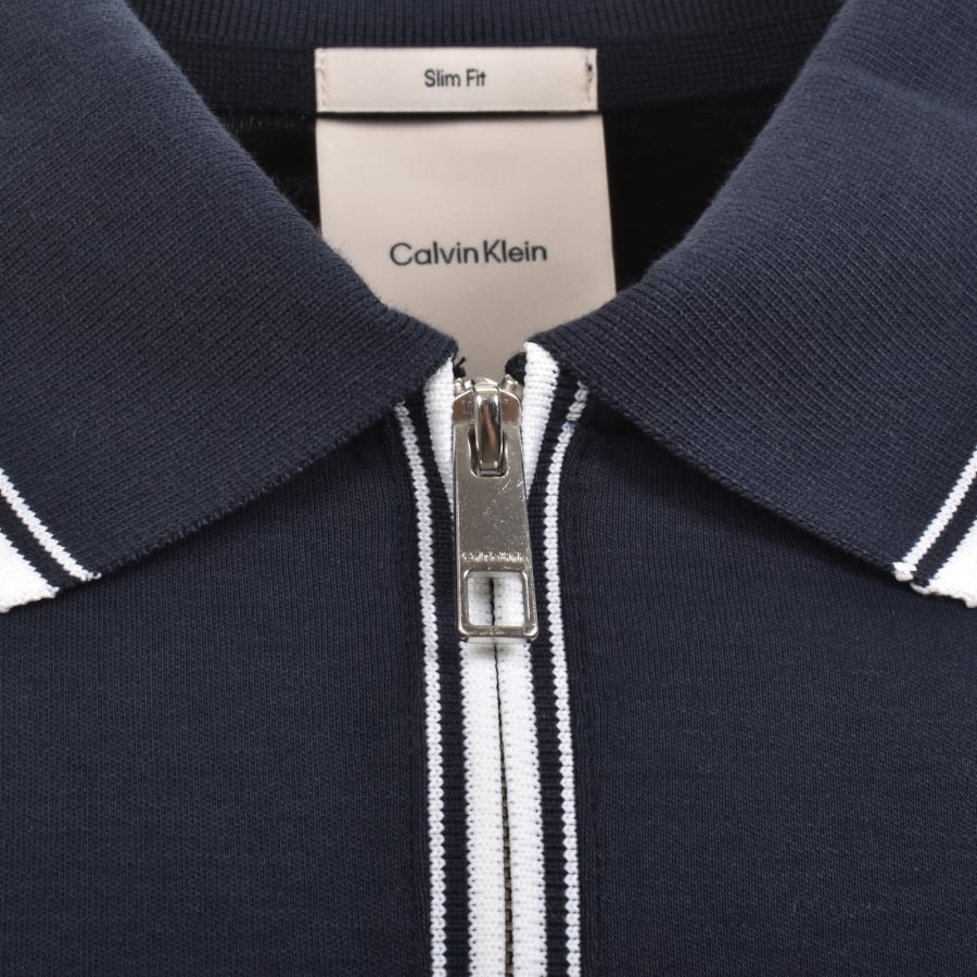 Image number 4 for Calvin Klein Supima Tipped Zip Polo Navy