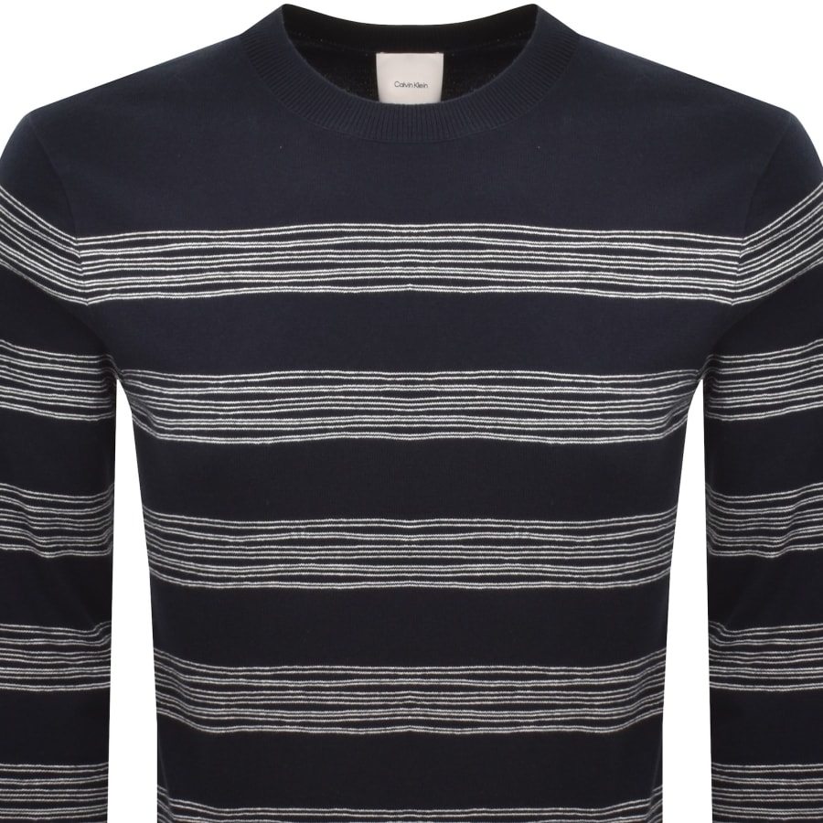 Image number 2 for Calvin Klein Space Stripe Jumper Navy