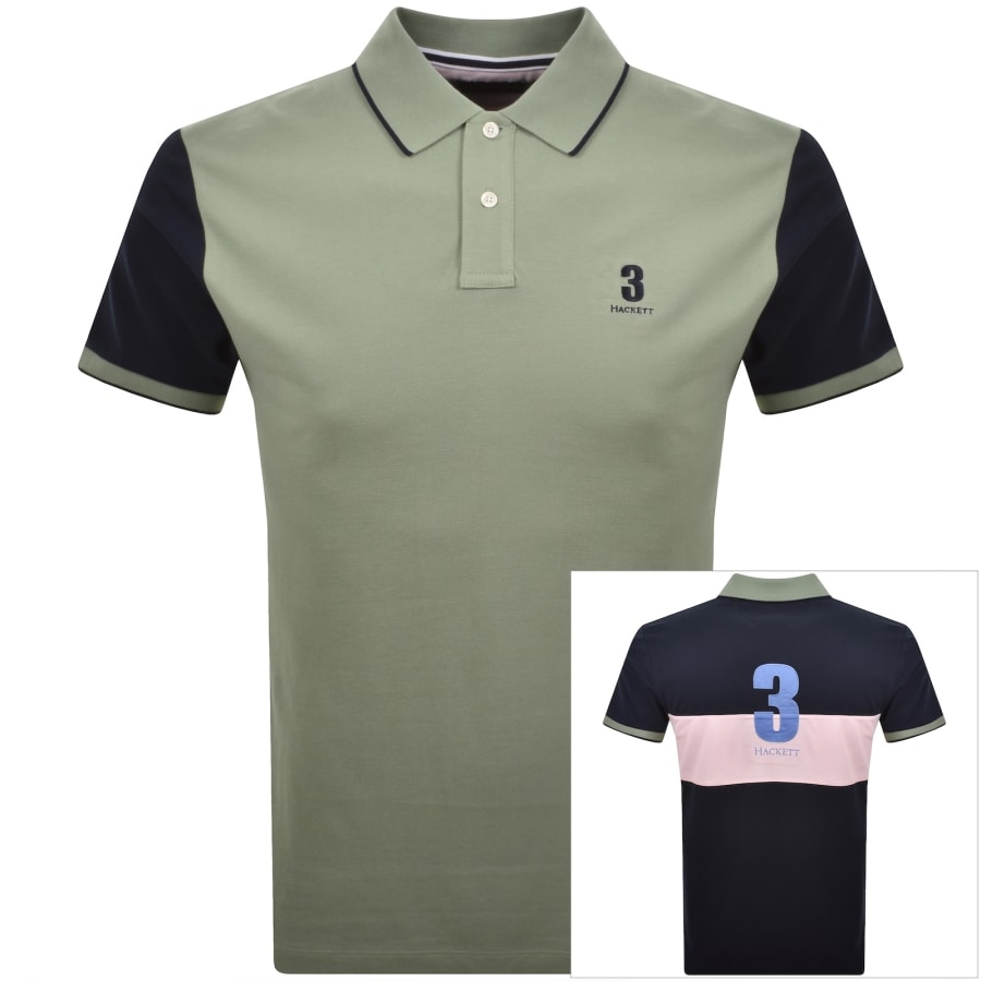 Image number 1 for Hackett Heritage Number Polo T Shirt Sage Green