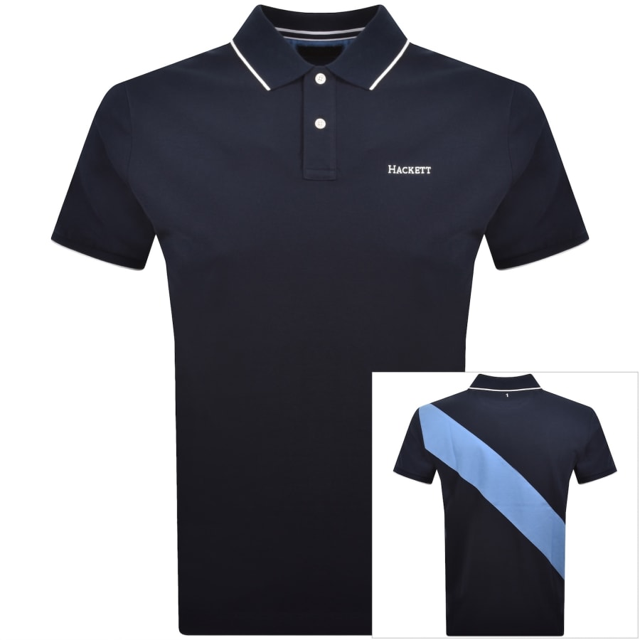 Image number 1 for Hackett Heritage Sash Polo T Shirt Navy