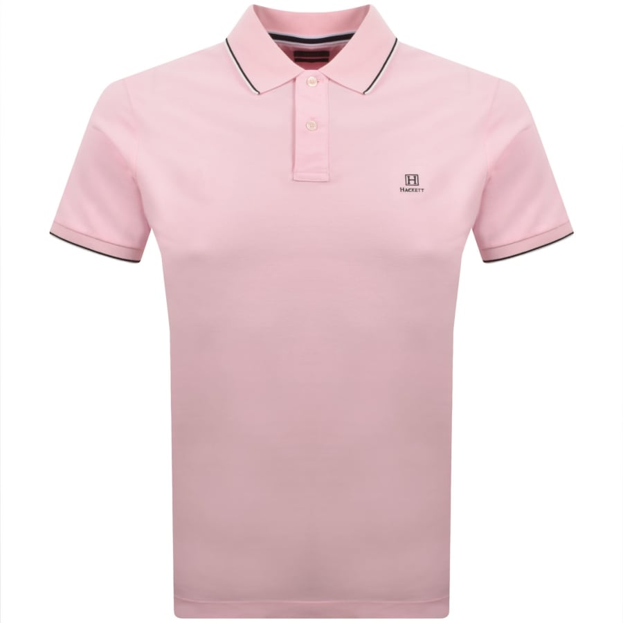 Image number 1 for Hackett Heritage Tipped Polo T Shirt Pink