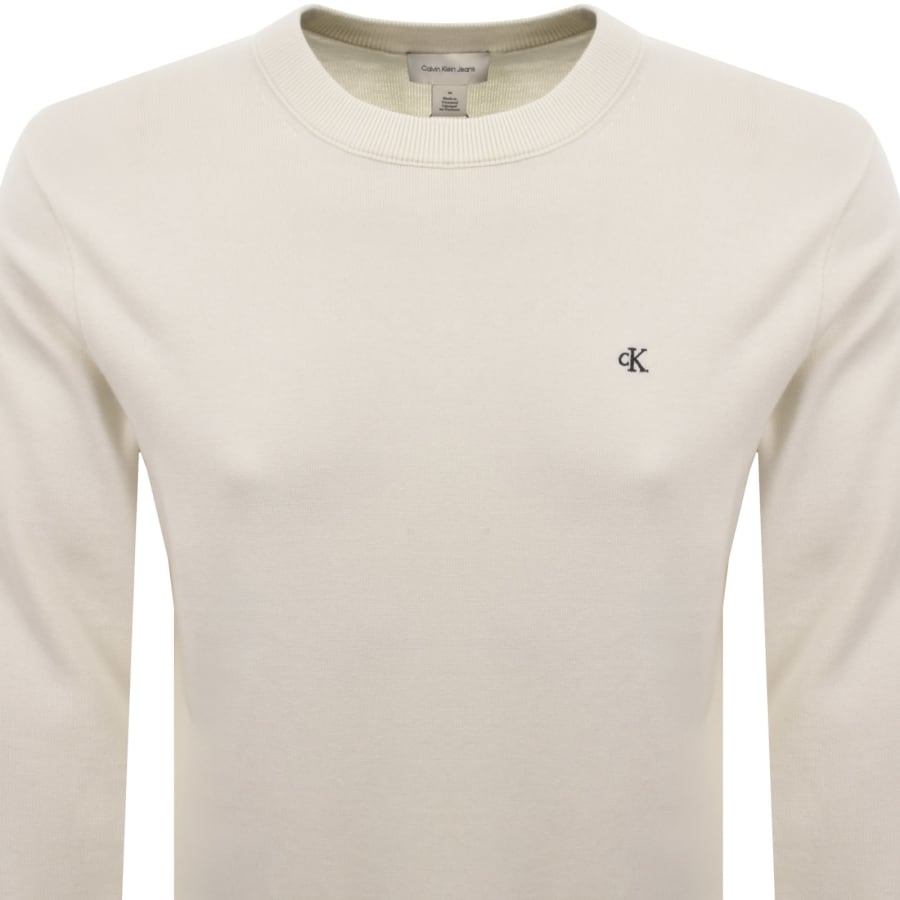 Image number 2 for Calvin Klein Jeans Crew Neck Jumper Cream