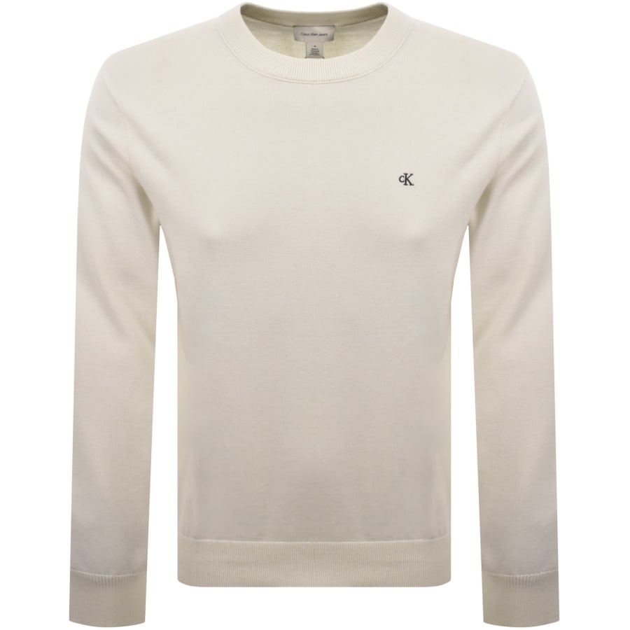 Image number 1 for Calvin Klein Jeans Crew Neck Jumper Cream