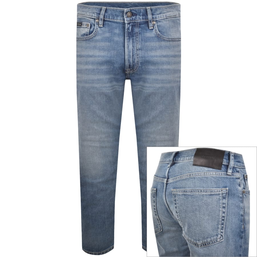 Image number 1 for Calvin Klein Slim Straight Fit Jeans Blue