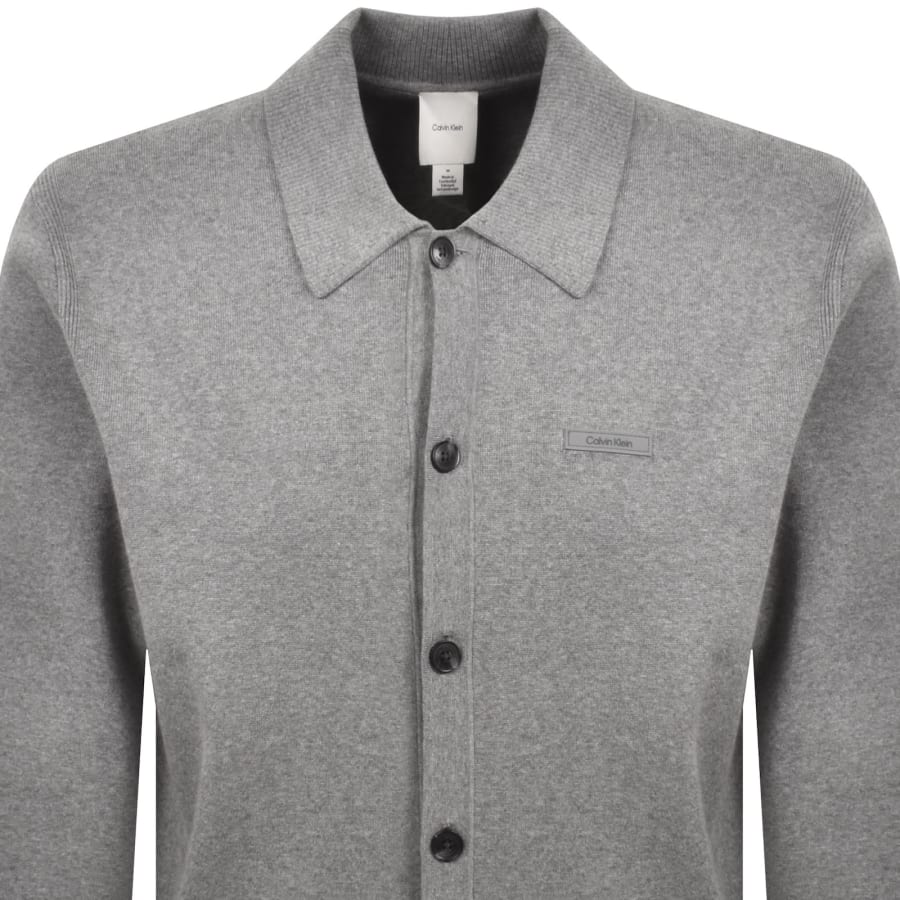 Image number 2 for Calvin Klein Knit Polo Jumper Grey