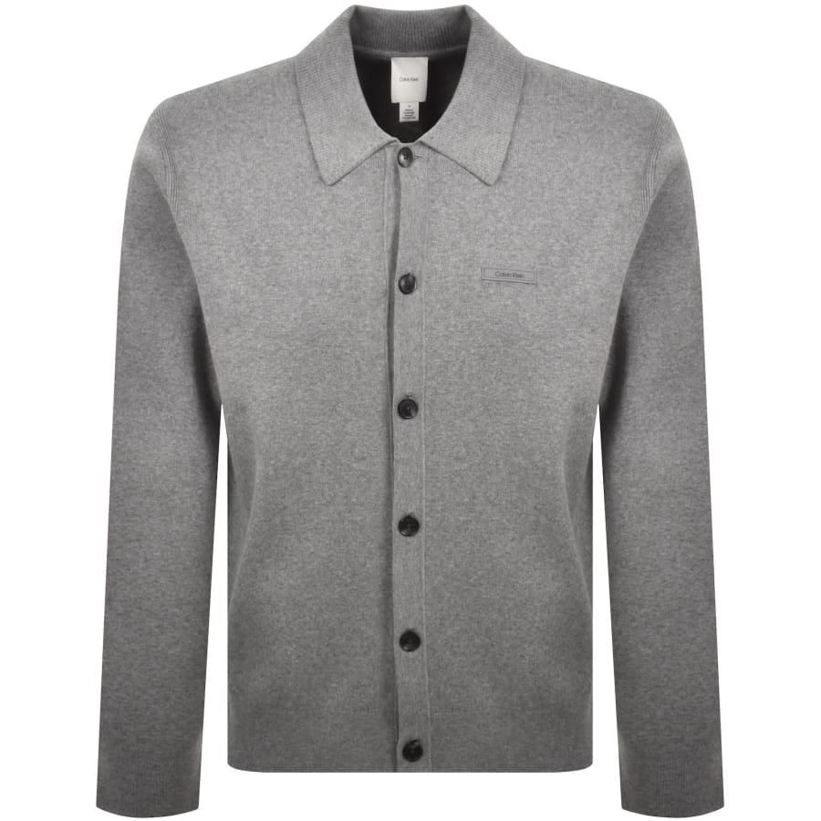 Image number 1 for Calvin Klein Knit Polo Jumper Grey
