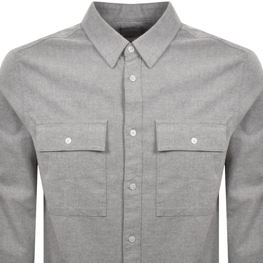 Image number 2 for Calvin Klein Melange Flannel Shirt Grey