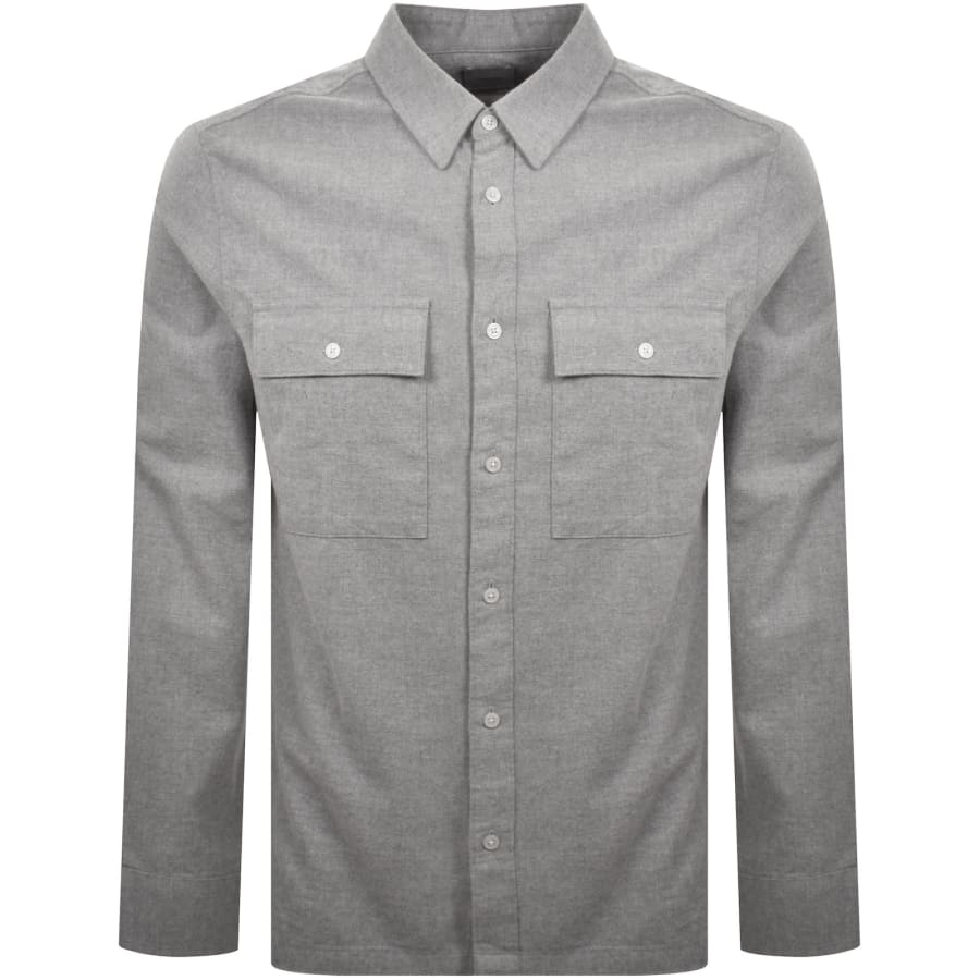 Image number 1 for Calvin Klein Melange Flannel Shirt Grey