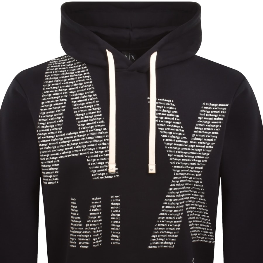 Image number 2 for Armani Exchange Logo Hoodie Navy