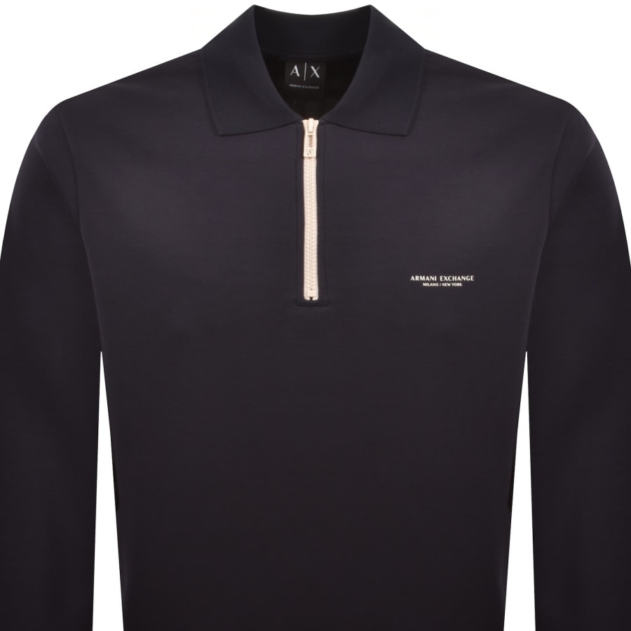 Image number 2 for Armani Exchange Qaurter Zip Sweatshirt Navy