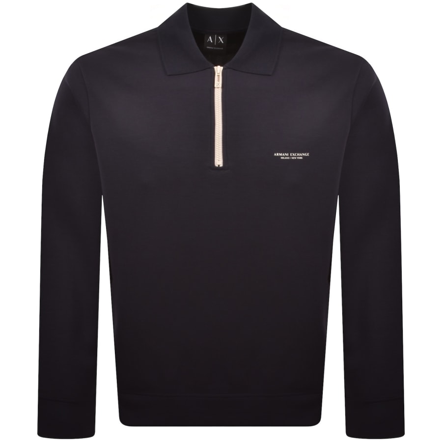 Image number 1 for Armani Exchange Qaurter Zip Sweatshirt Navy