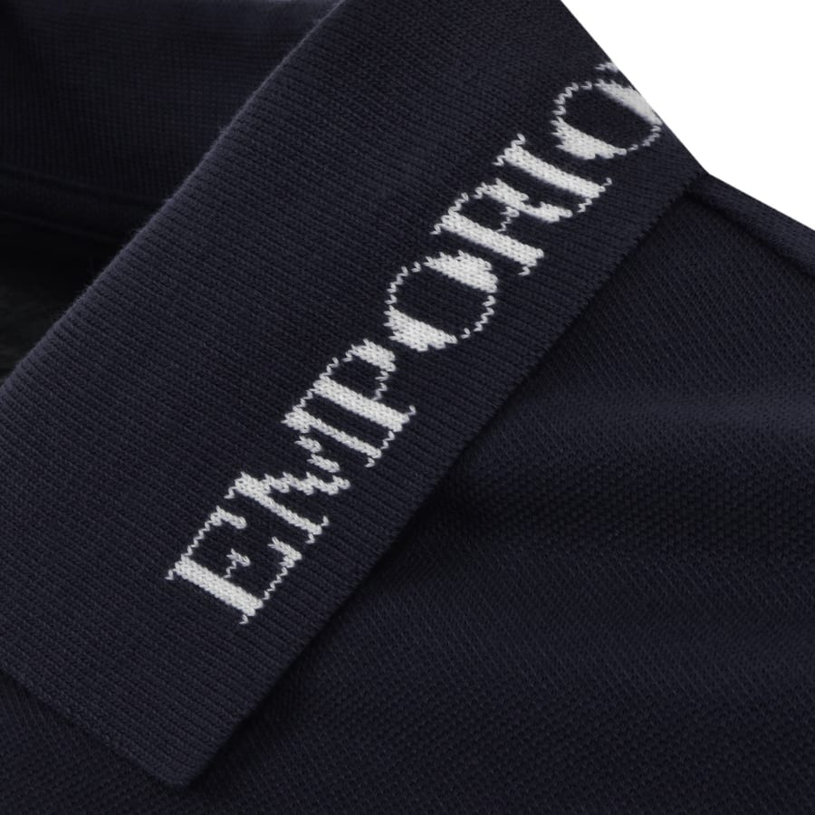Image number 3 for Emporio Armani Logo Collar Polo T Shirt Blue