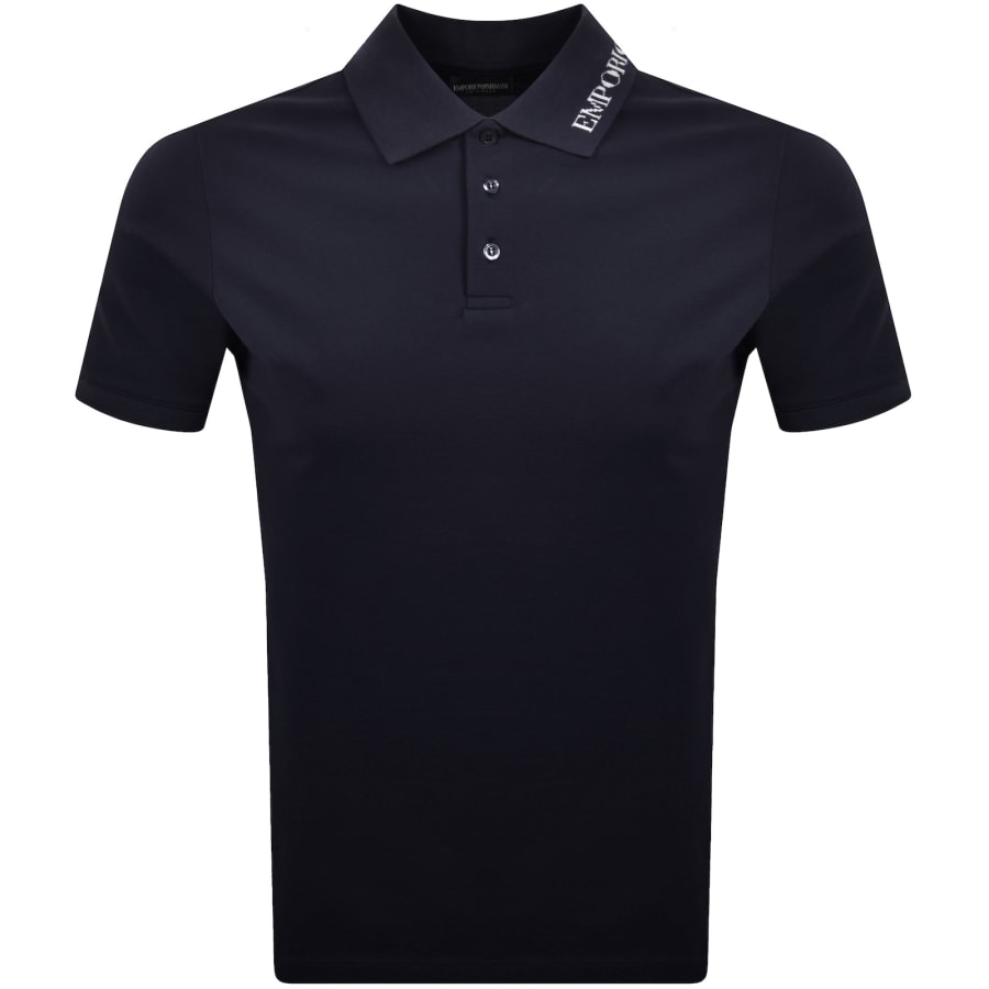 Image number 1 for Emporio Armani Logo Collar Polo T Shirt Blue