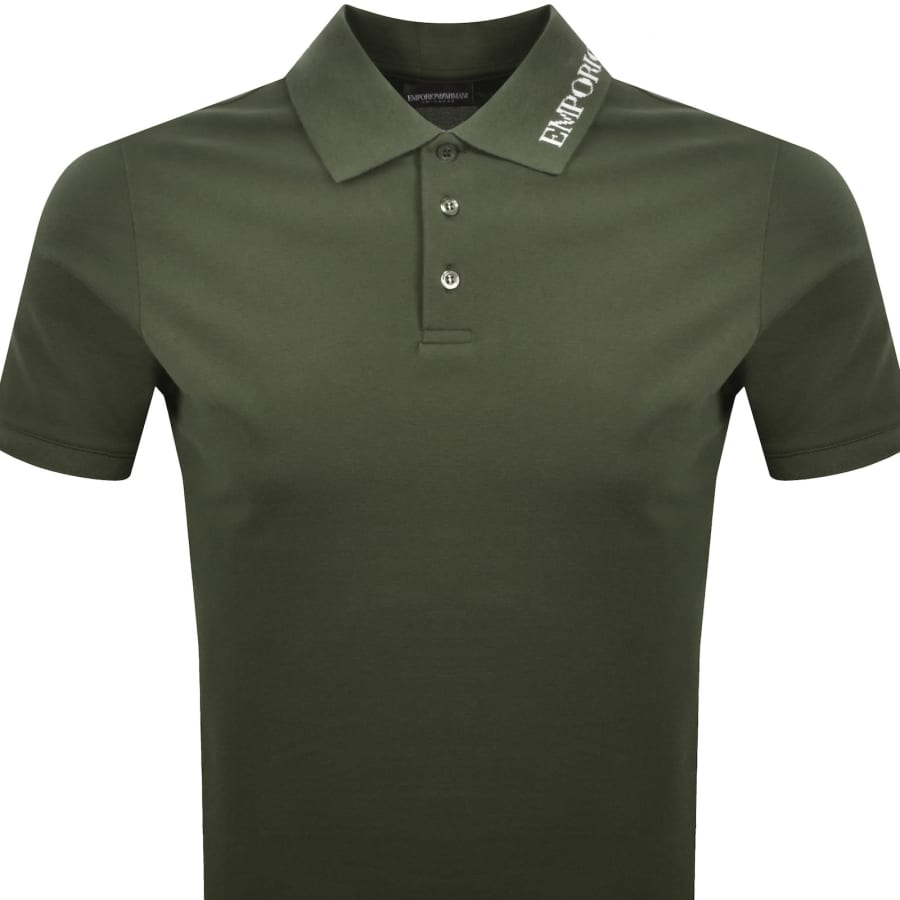 Image number 2 for Emporio Armani Logo Collar Polo T Shirt Green