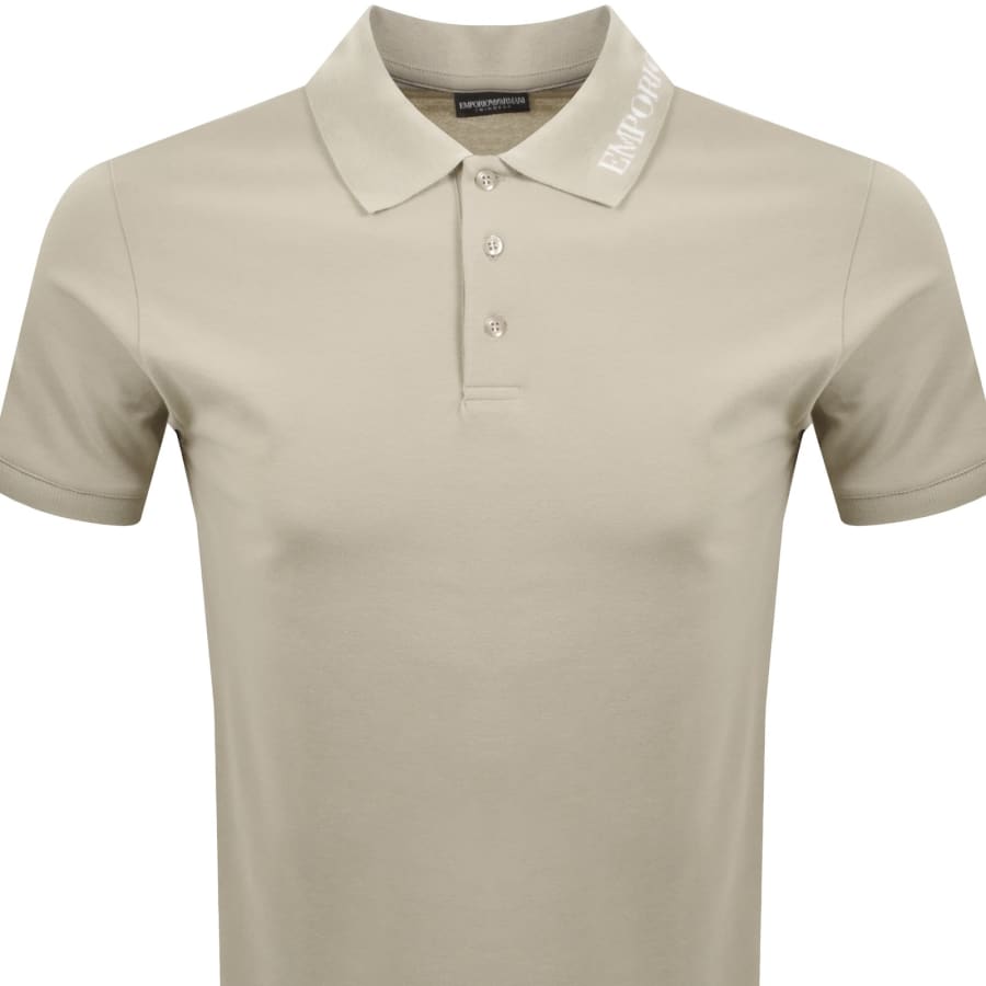 Image number 2 for Emporio Armani Logo Collar Polo T Shirt Beige
