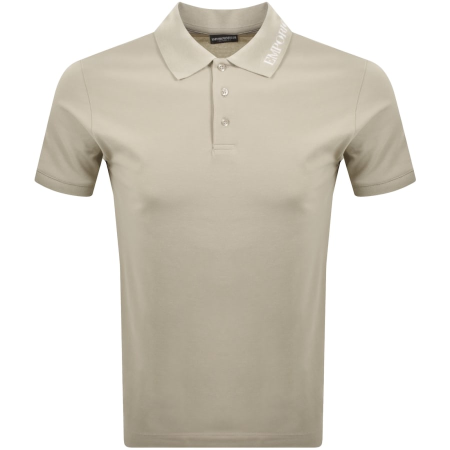 Image number 1 for Emporio Armani Logo Collar Polo T Shirt Beige