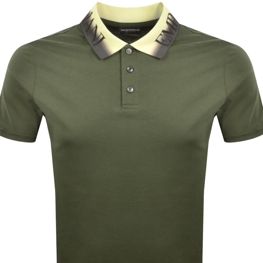 Image number 2 for Emporio Armani Ombre Collar Polo T Shirt Green
