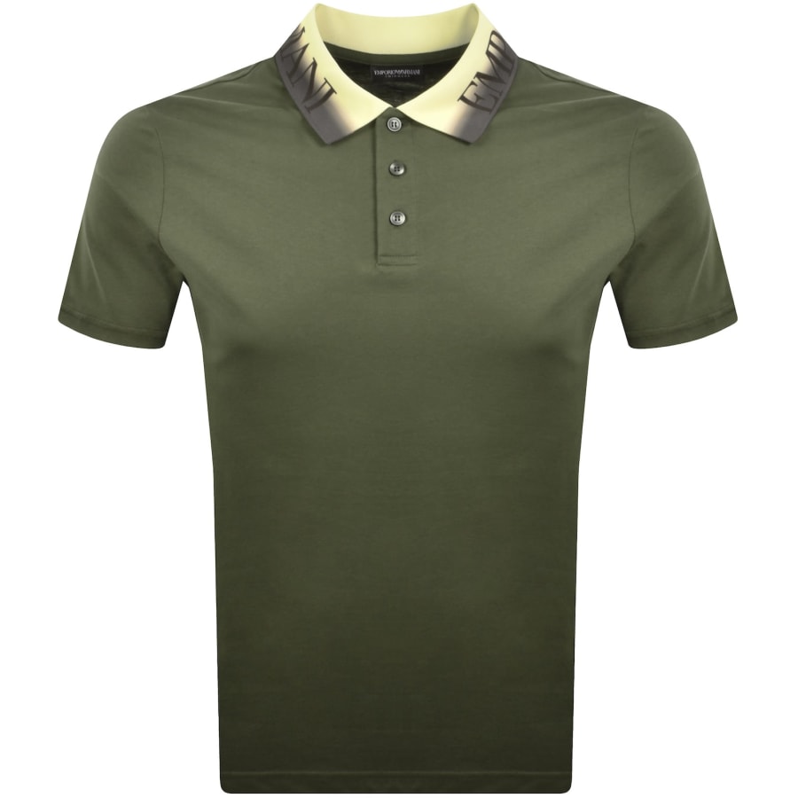 Image number 1 for Emporio Armani Ombre Collar Polo T Shirt Green