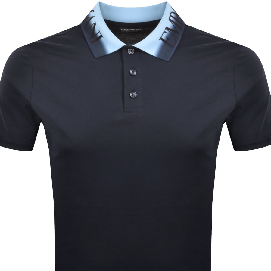 Image number 2 for Emporio Armani Ombre Collar Polo T Shirt Blue