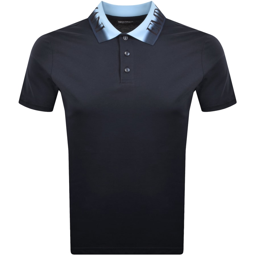 Image number 1 for Emporio Armani Ombre Collar Polo T Shirt Blue