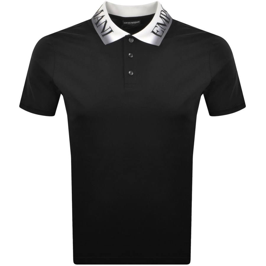 Image number 1 for Emporio Armani Ombre Collar Polo T Shirt Black