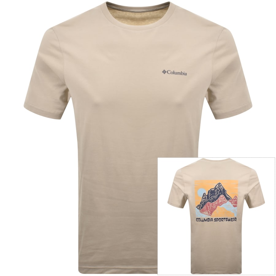 Image number 1 for Columbia Outdoor Back Graphic T Shirt Beige