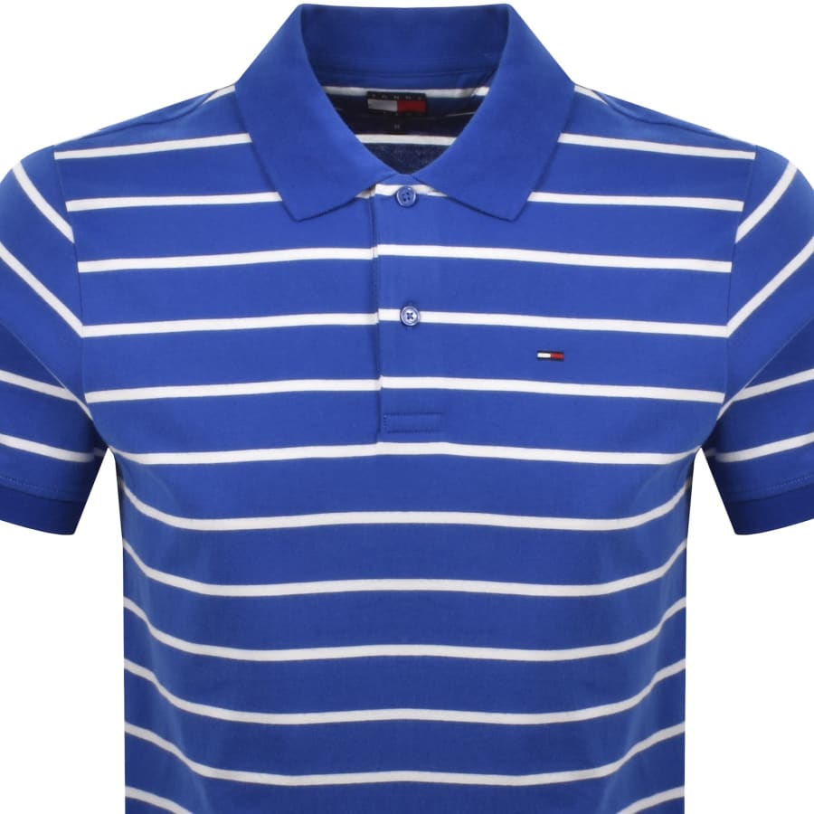 Image number 2 for Tommy Jeans Stripe Polo T Shirt Fizzy Blue