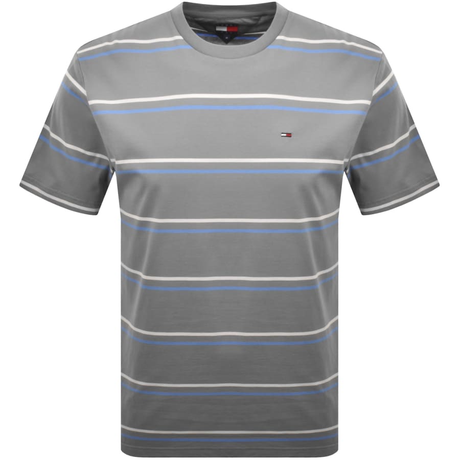 Image number 1 for Tommy Jeans Relaxed Fit Stripe T Shirt Grey