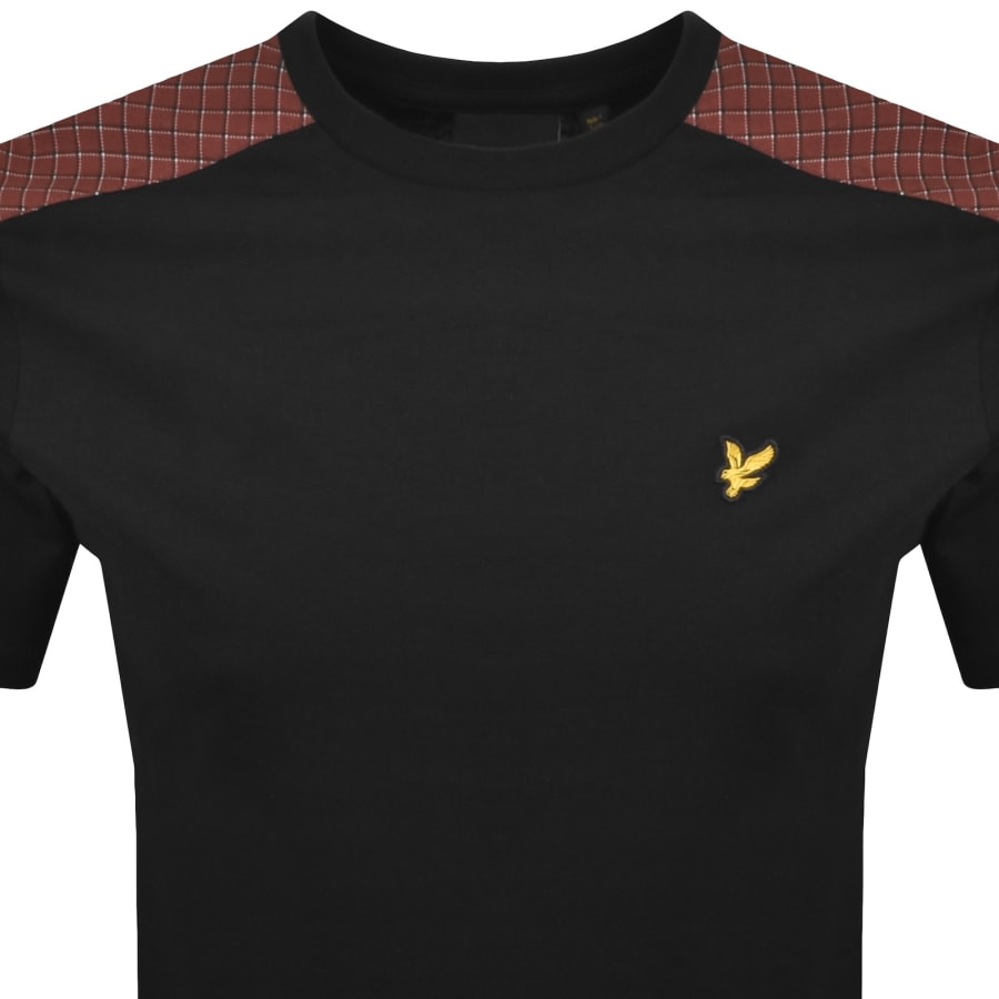 Image number 2 for Lyle And Scott Check Panelled T Shirt Jet Black