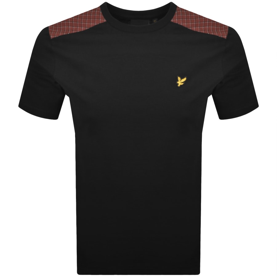 Image number 1 for Lyle And Scott Check Panelled T Shirt Jet Black