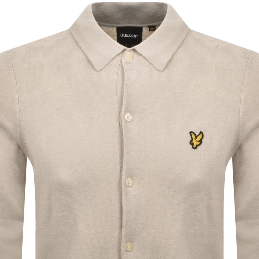 Image number 2 for Lyle And Scott Cotton Merino Knitted Shirt Beige