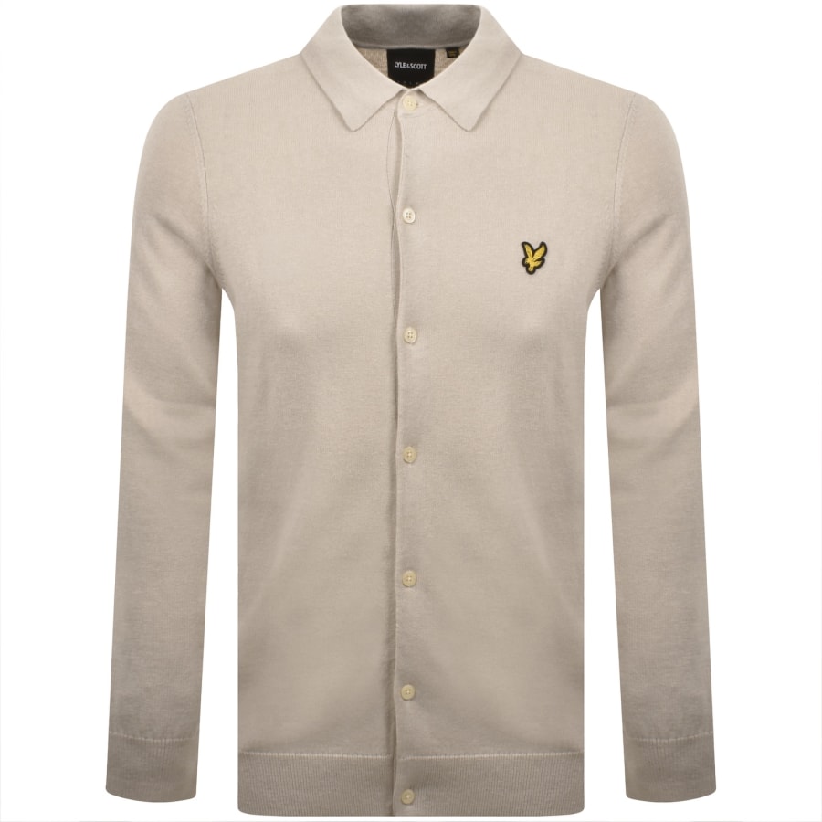 Image number 1 for Lyle And Scott Cotton Merino Knitted Shirt Beige