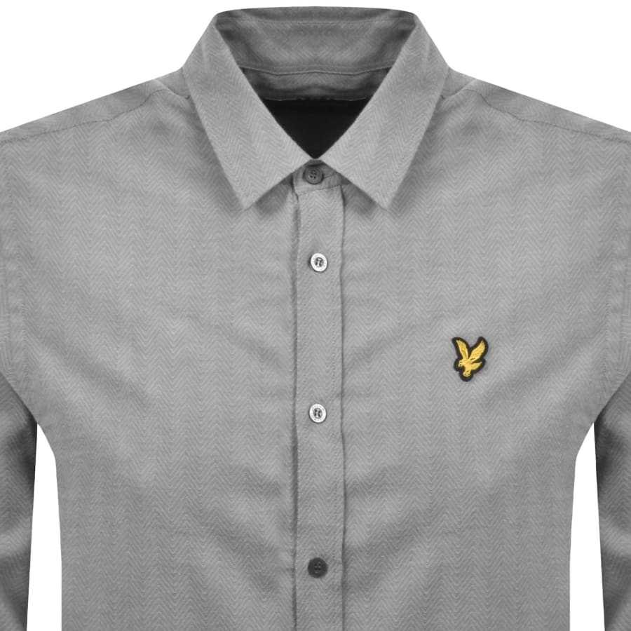 Image number 2 for Lyle And Scott Herringbone Flannel Shirt Grey