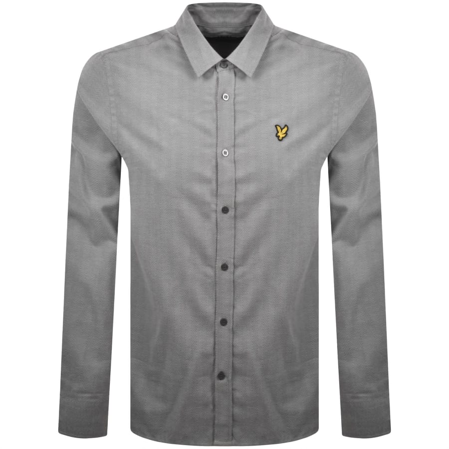 Image number 1 for Lyle And Scott Herringbone Flannel Shirt Grey