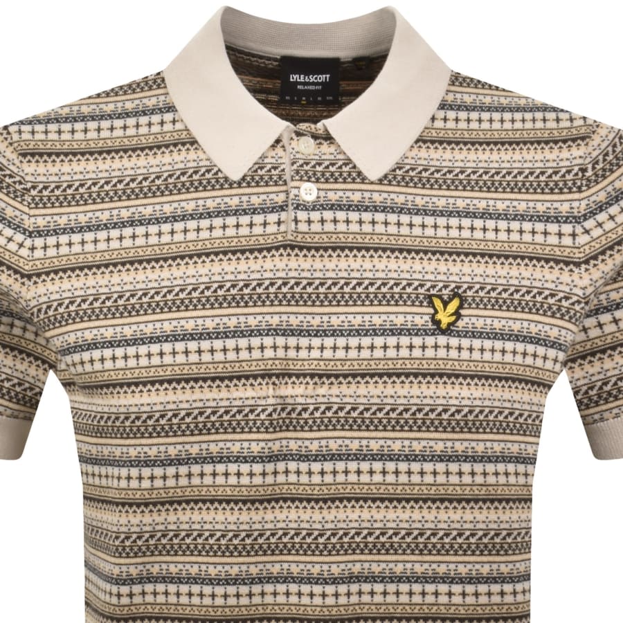 Image number 2 for Lyle And Scott Fairisle Knit Polo Beige